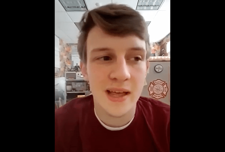 Screenshot from video of a male student talking