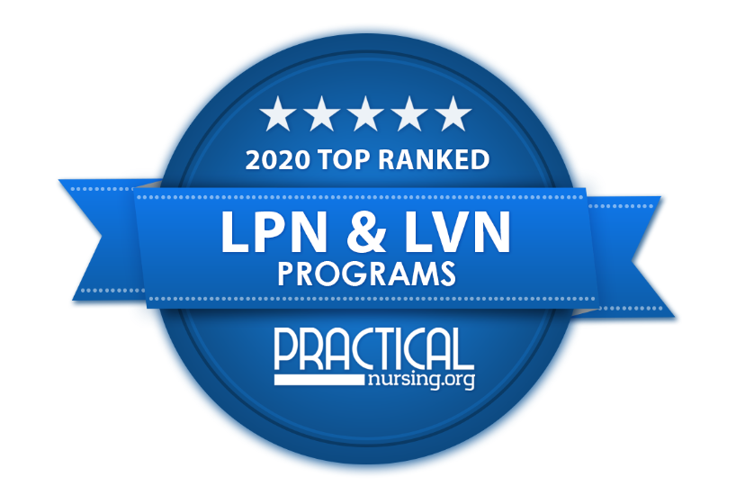 Top LPN seal, which reads: 2020 Top ranked LPY & LVN Programs Practicalnursing.org