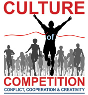 College Theme 2013-2014 -- Culture of Competition: Conflict, Cooperation, & Creativity (with graphic image of runners crossing finish line)