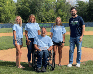 Goforth family presenting fundraising check to SRC Foundation director