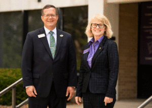 Pictured are Dr. Curt Oldfield (Spoon River College president) and Dr. Kristi Mindrup (WIU president)