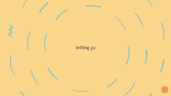Graphic image with the words: letting go...