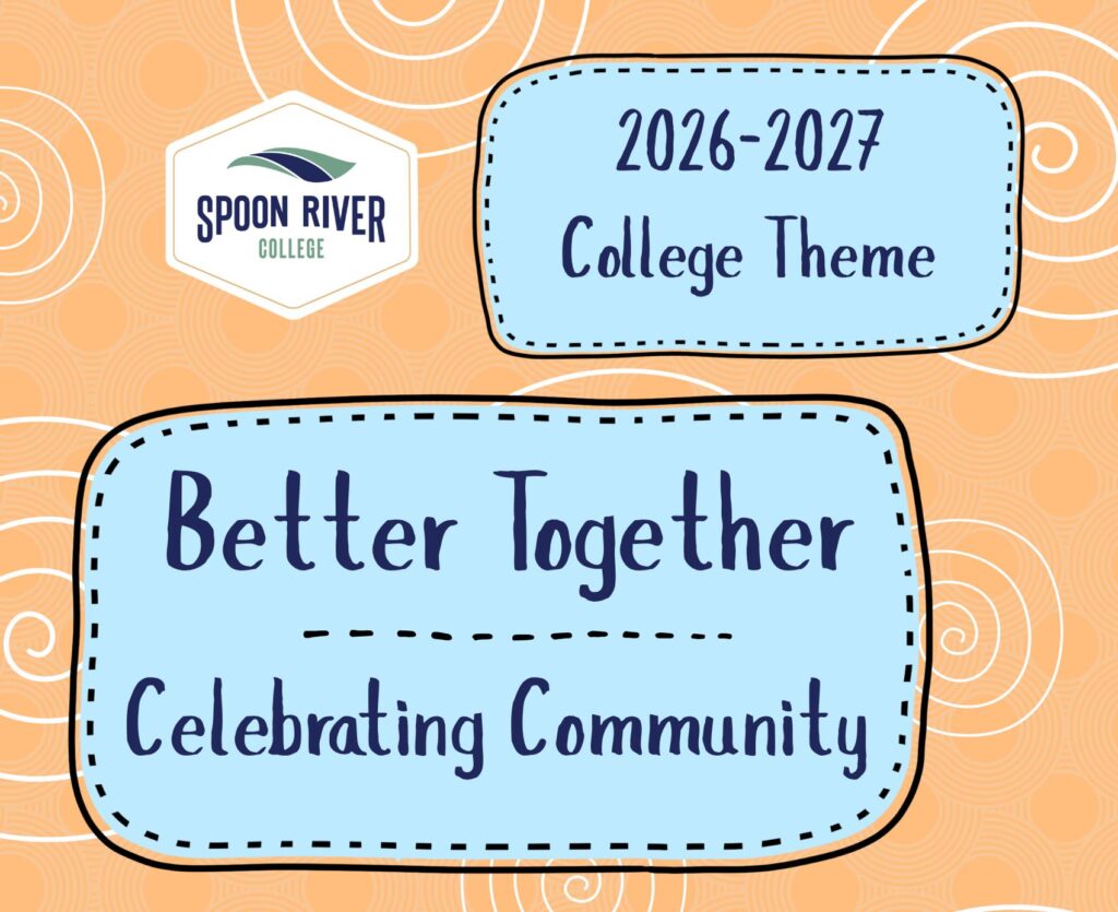 Colorful info-graphic with SRC logo, heading of 2026-2027 College Theme, and title Better Together -- Celebrating Community