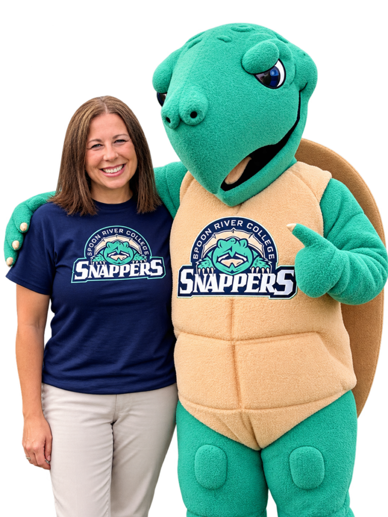 SRC President, Shelley Barkley with Snappers mascot, Sheldon.